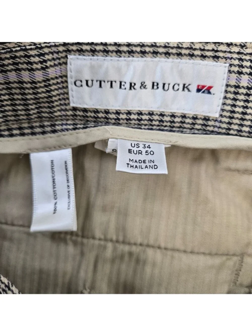 Cutter & Buck Glen Plaid 100% Cotton Shorts Size 34